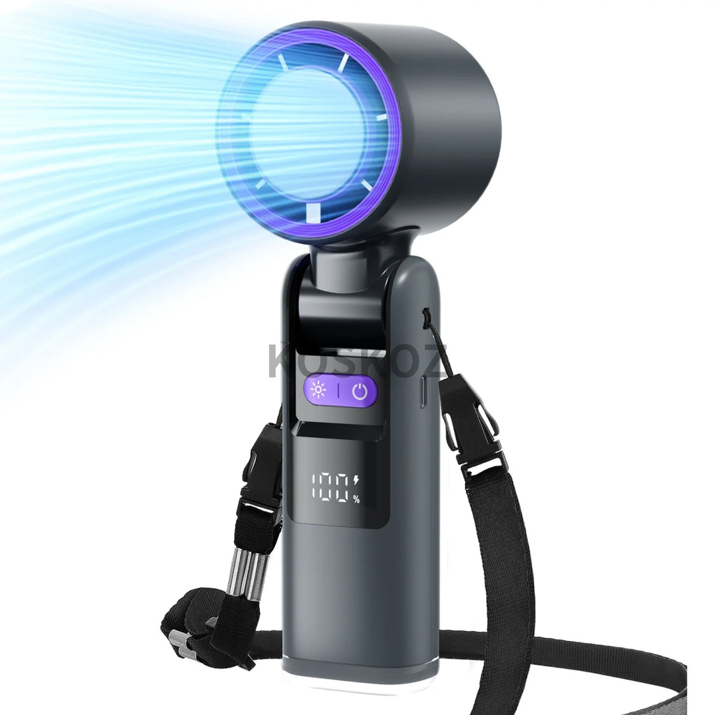 Wandrly Breeze — Portable Rechargeable Handheld Fan, 5 Speeds, 12H Battery