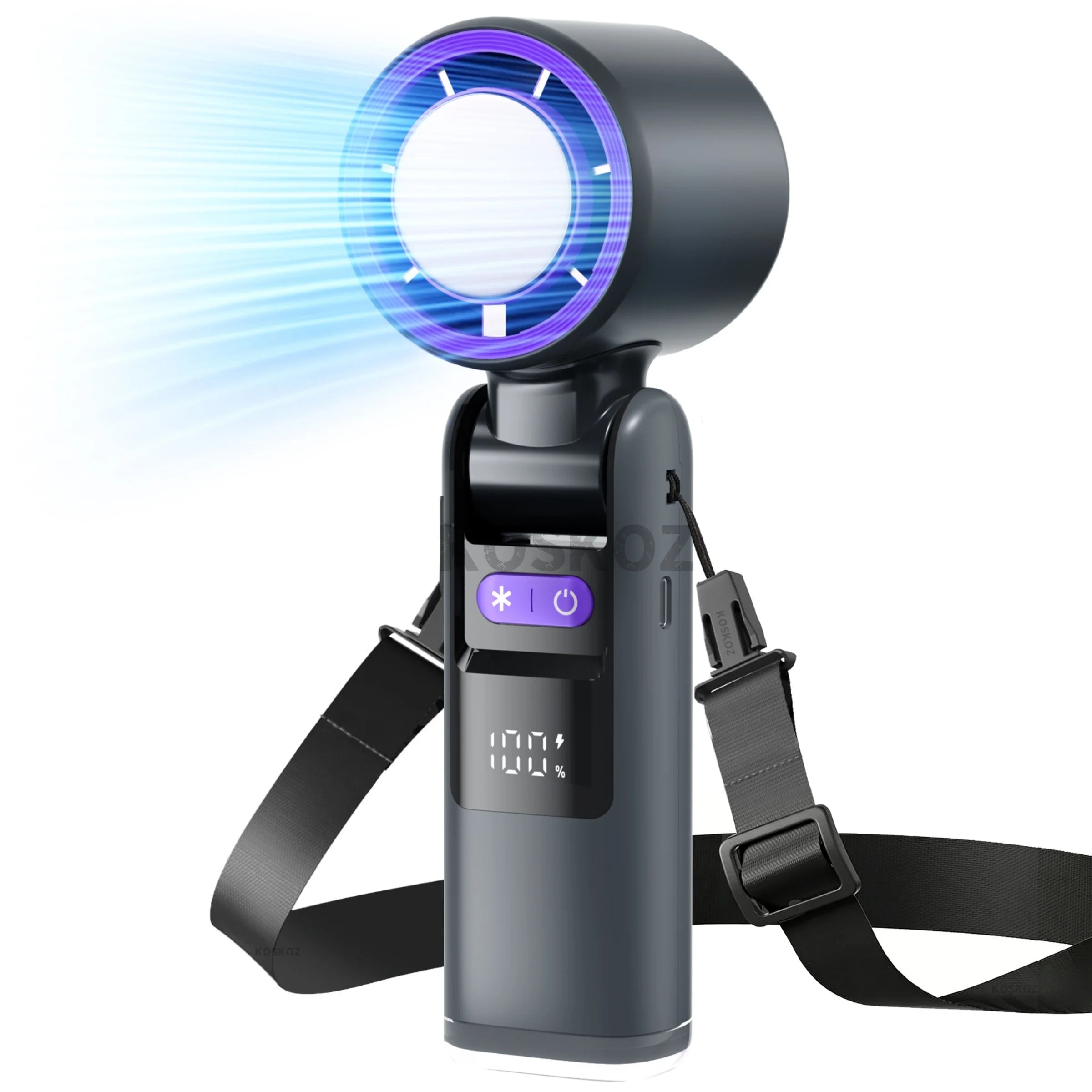 Wandrly Breeze — Portable Rechargeable Handheld Fan, 5 Speeds, 12H Battery